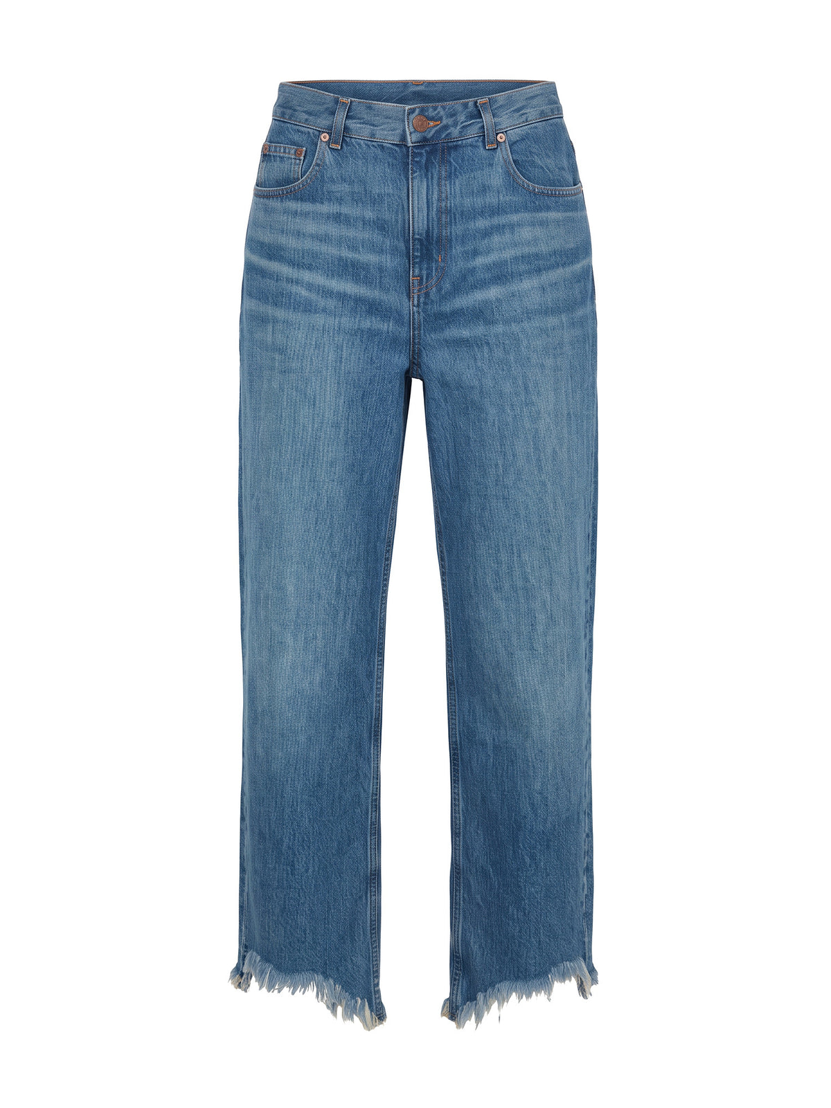 High-Rise Wide-Leg Raw-Hem Jeans