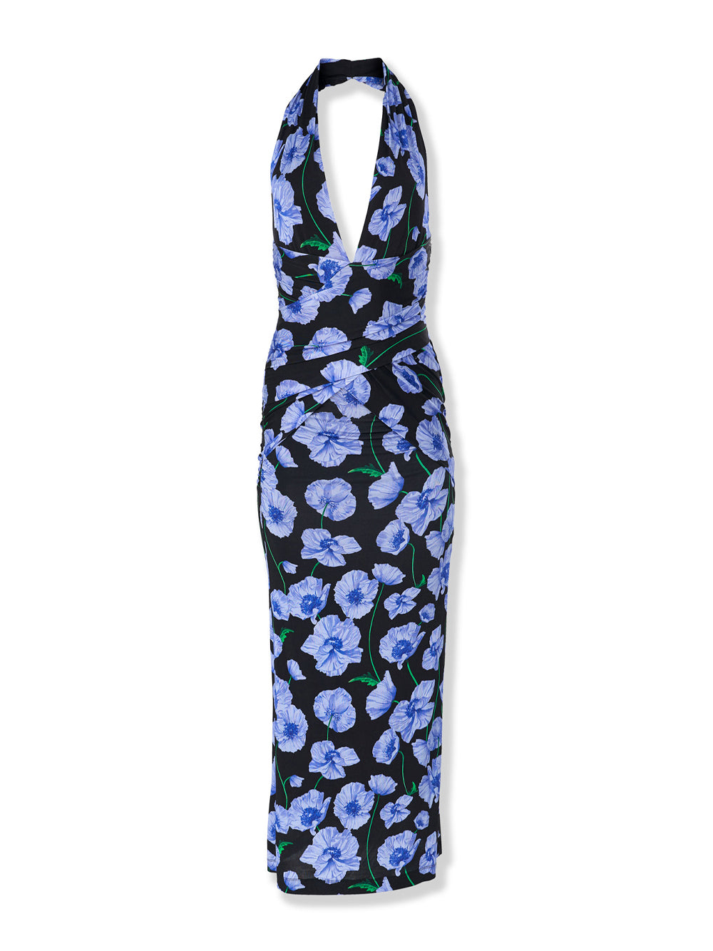 Floral-Print Jersey Halterneck Dress