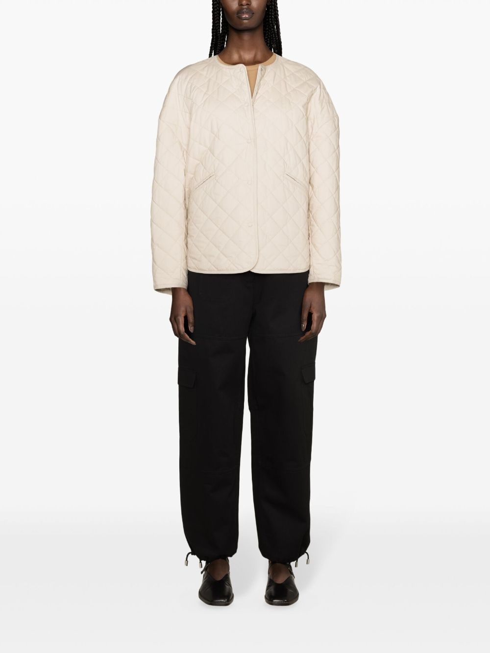 Quilted Collarless Jacket