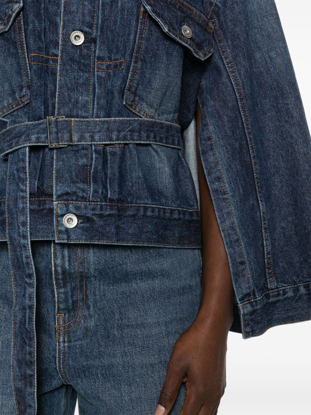 sacai layered denim jacket - Blue
