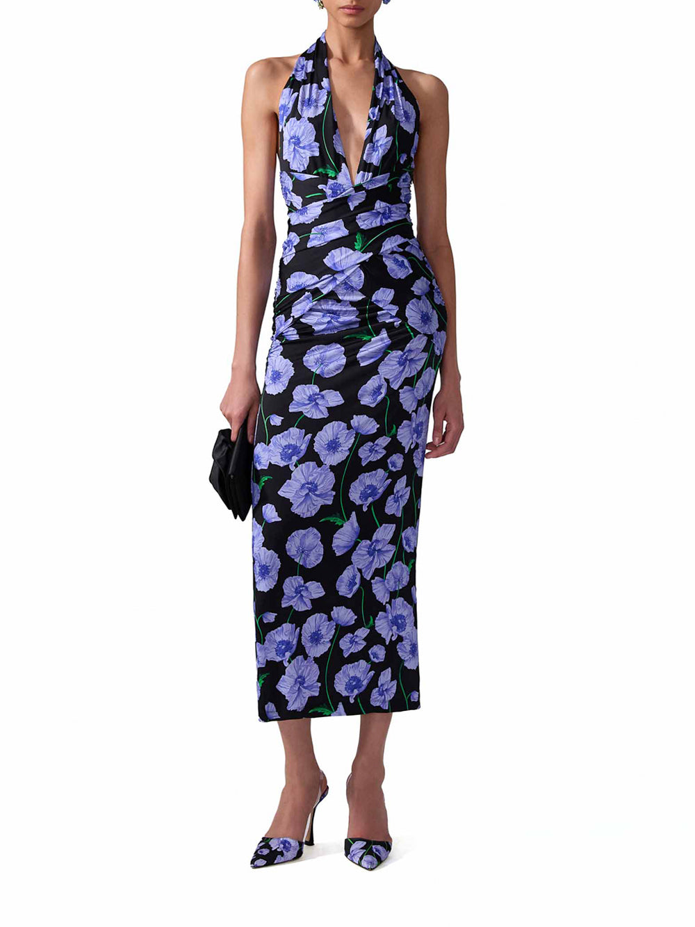 Floral-Print Jersey Halterneck Dress