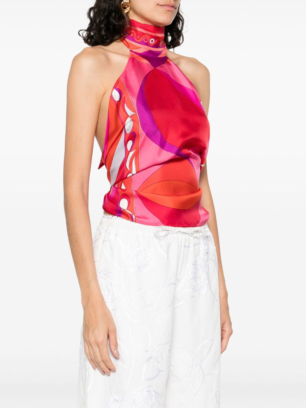 Pesci-Print Silk Halter Top