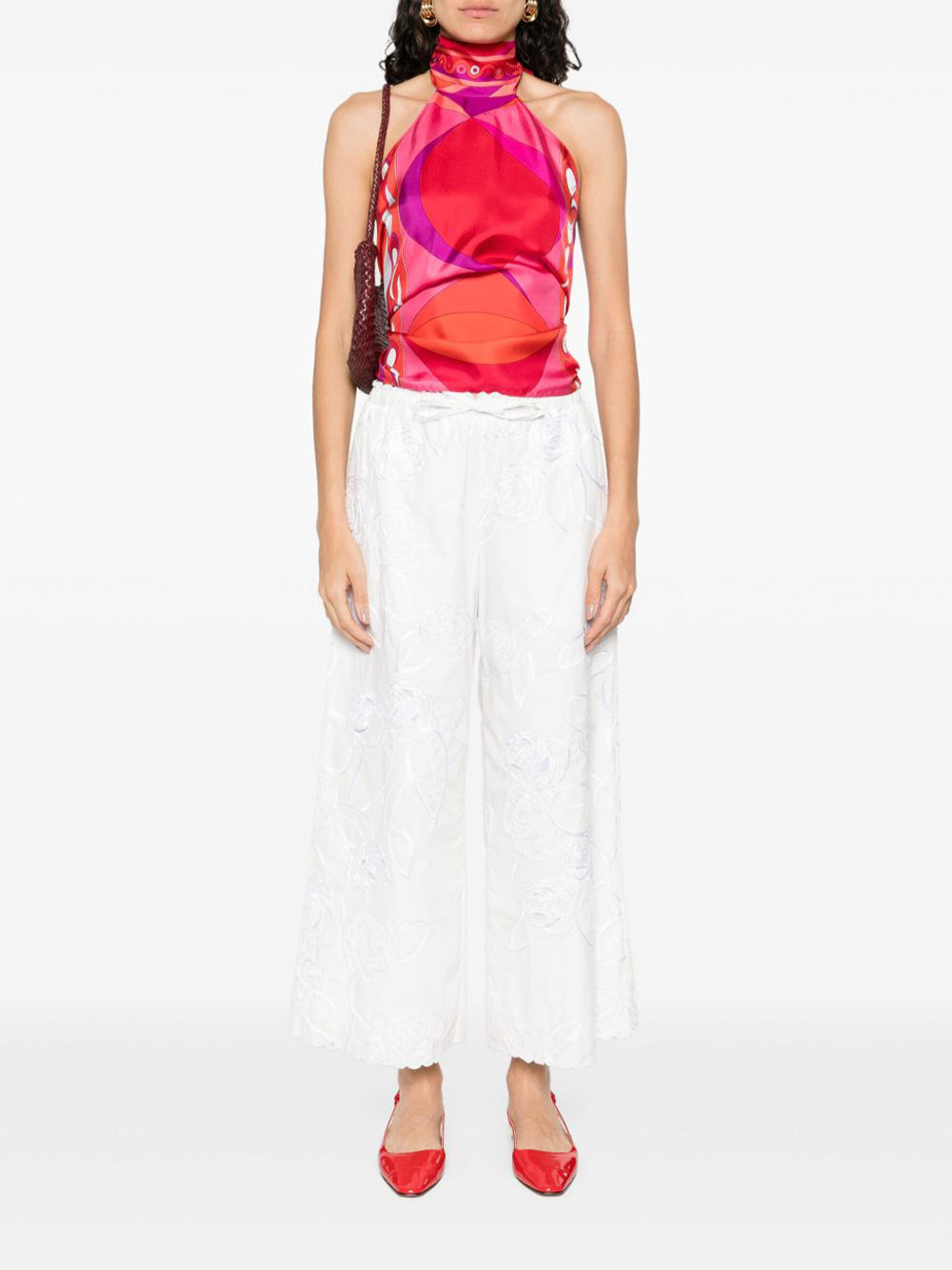 Pesci-Print Silk Halter Top