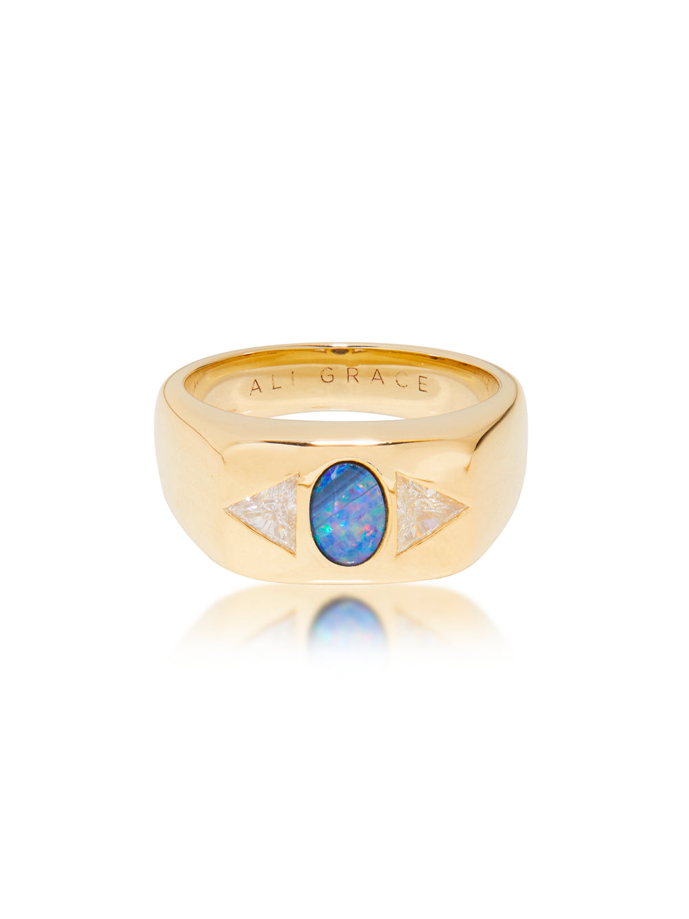 Opal and Diamond Trillion Bubble Ring