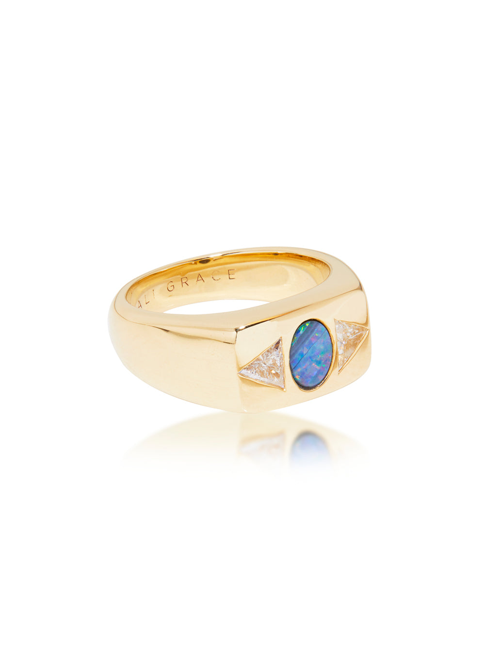 Opal and Diamond Trillion Bubble Ring