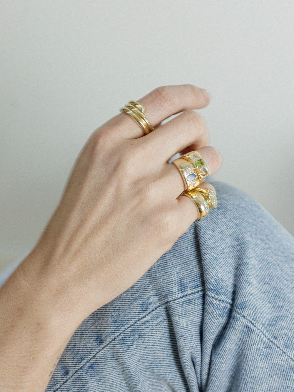 Opal and Diamond Trillion Bubble Ring
