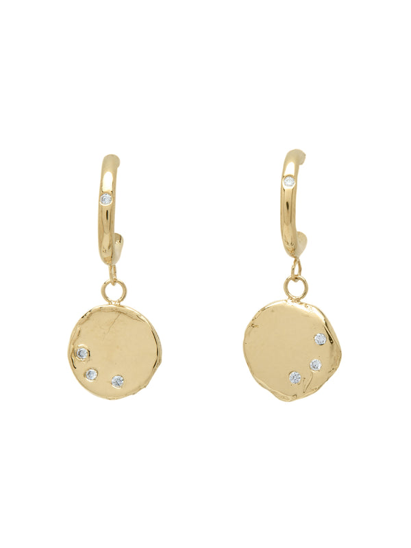 Yellow Gold Diamond Diamond Drop Huggies