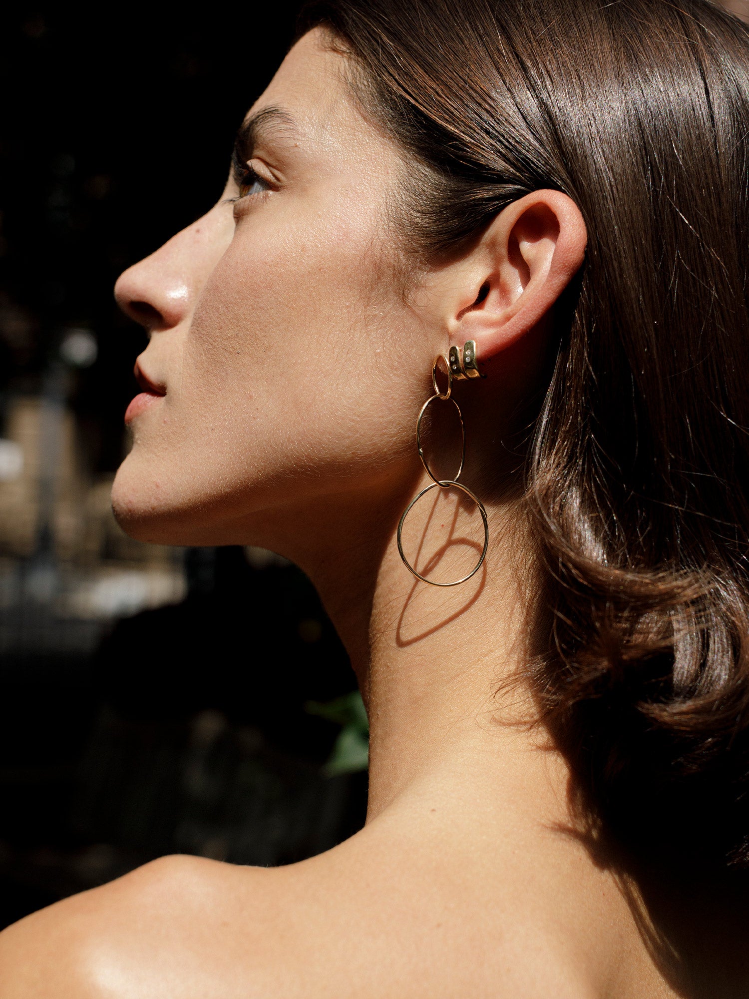 Yellow Gold Triple Hoop Earrings