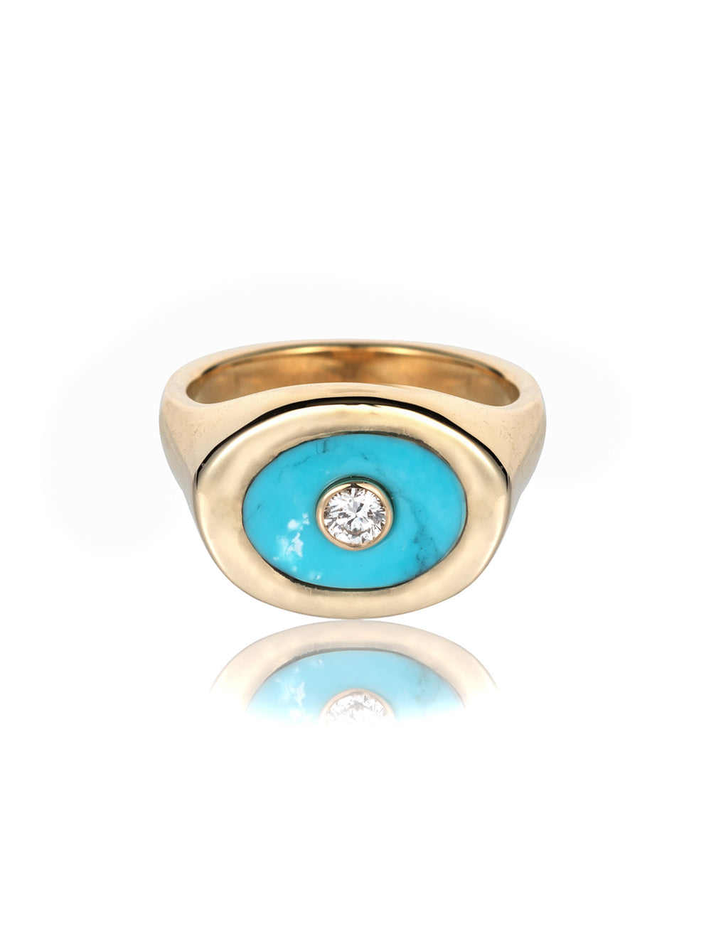 Turquoise, Gold and Diamond Signet Ring