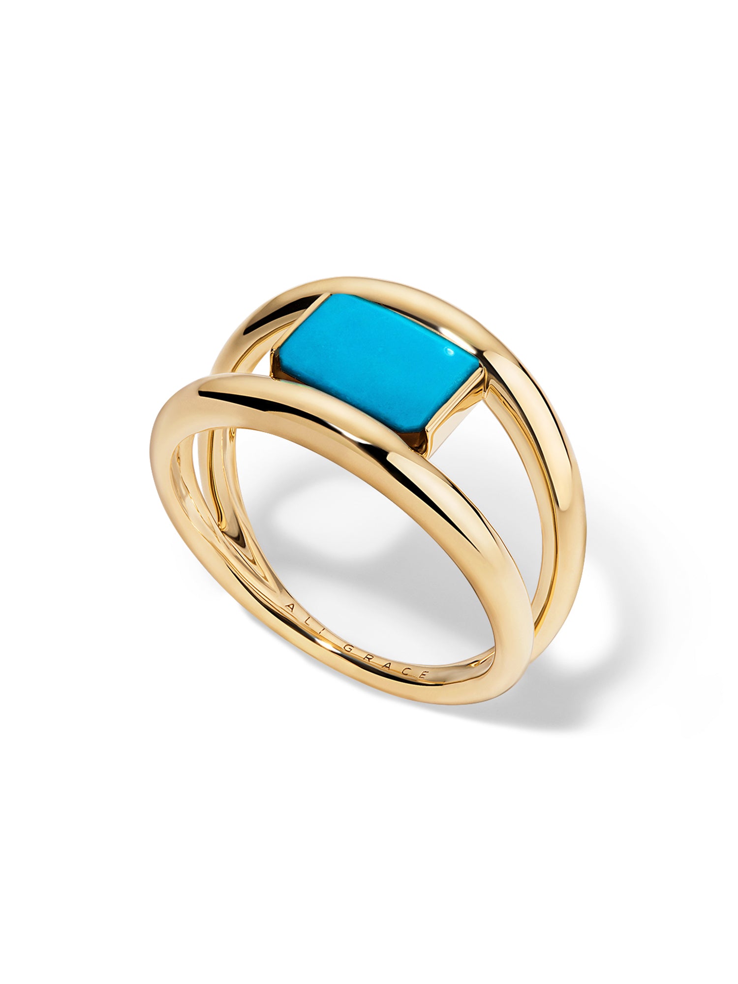 Yellow Gold Floating Turquoise Ring