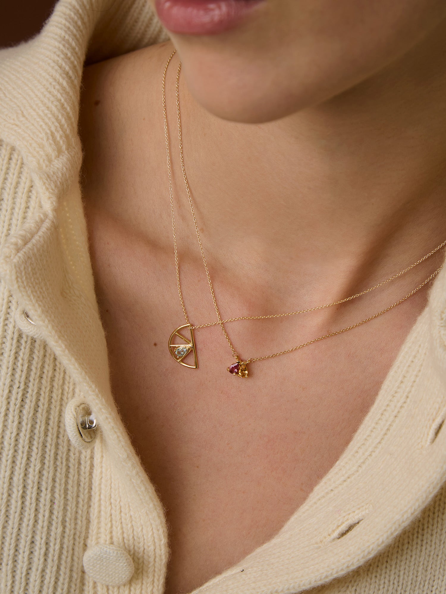 Naranja Aquamarine Drop Necklace