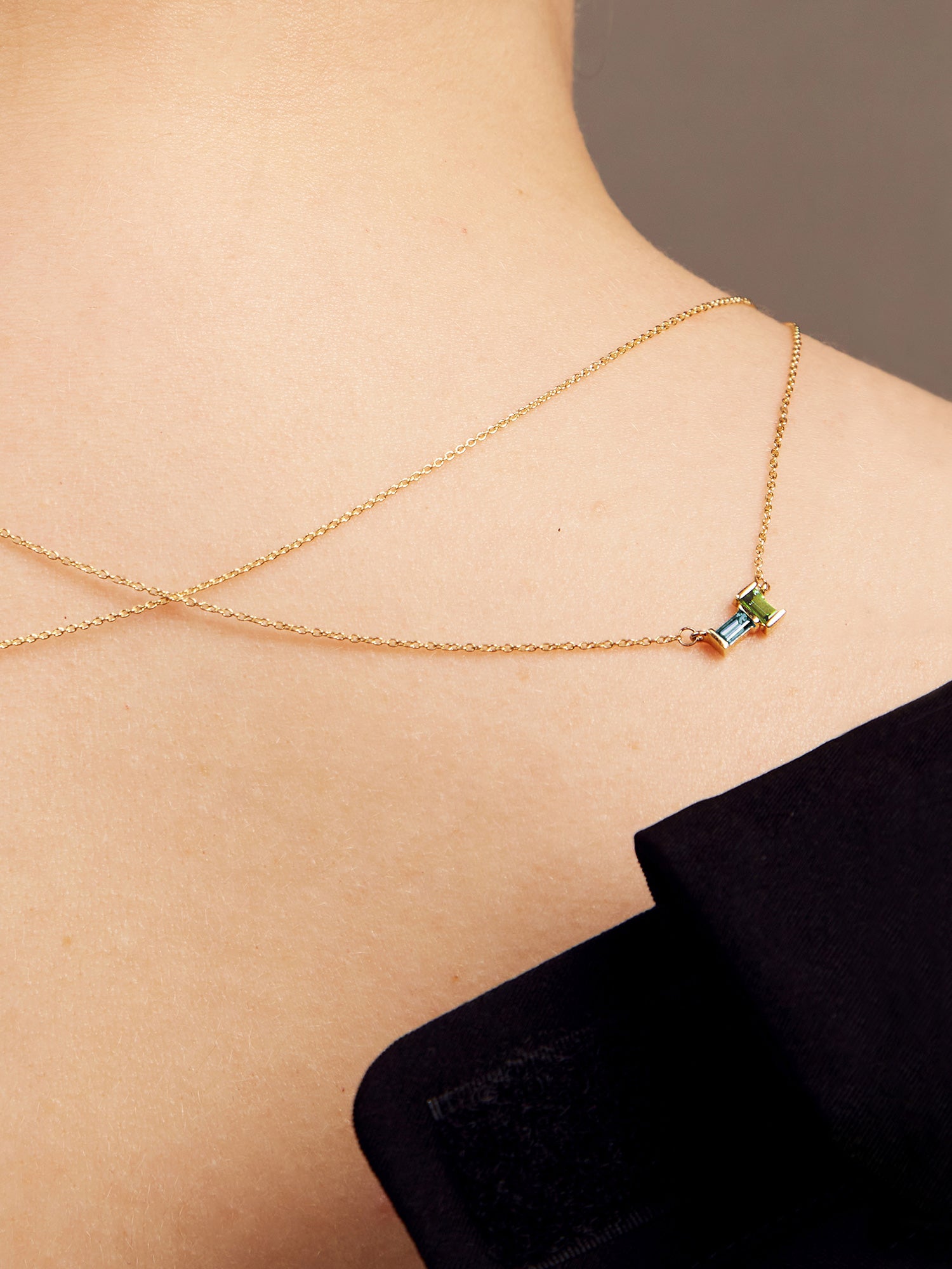Tuo y Yo Peridot and Aquamarine Necklace