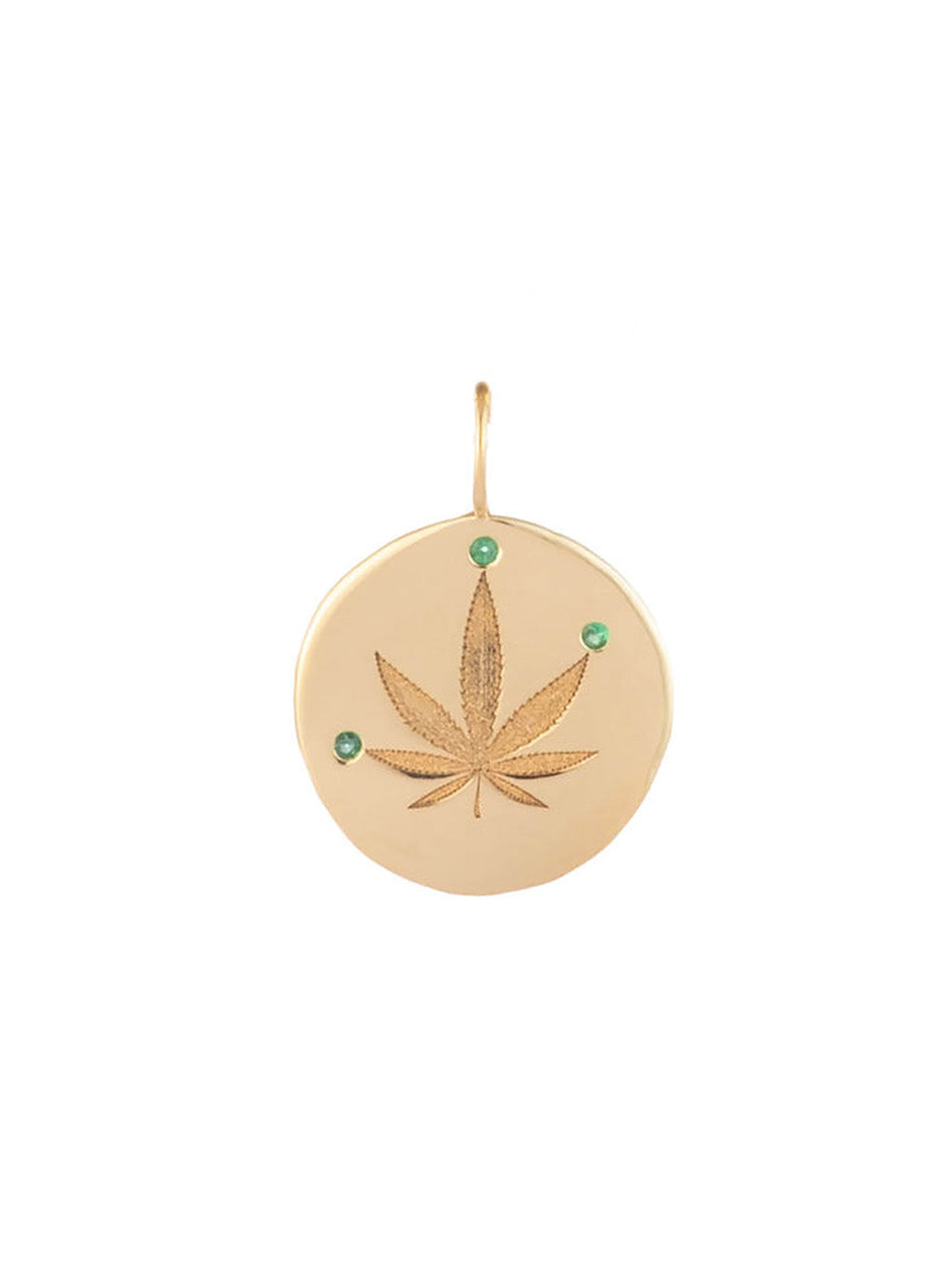 Gold and Emerald Cannabis Leaf Charm