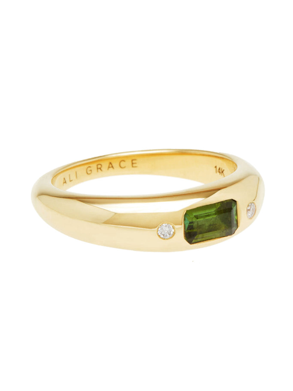 Green Tourmaline and Diamond Mini Bubble Ring