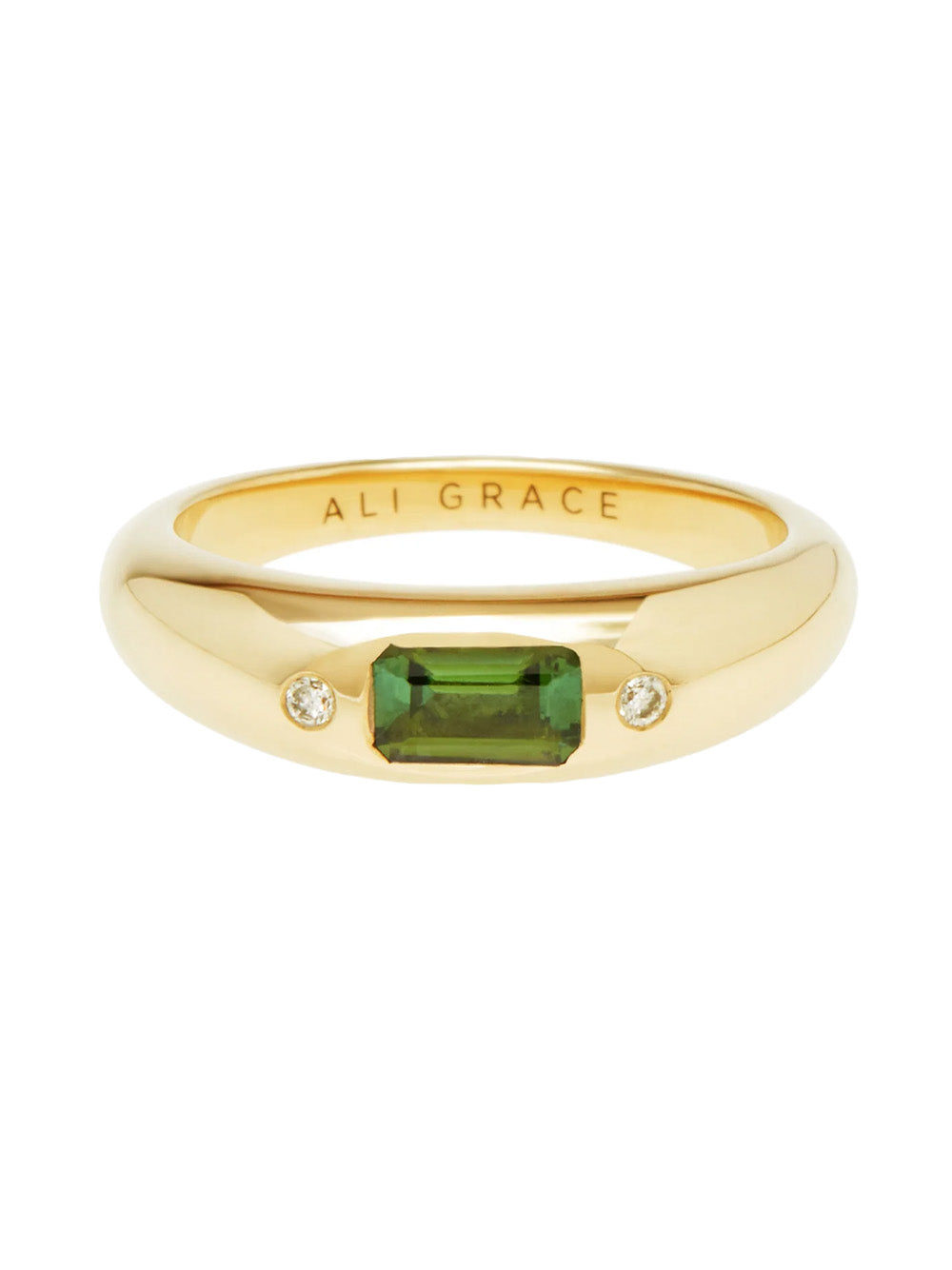Green Tourmaline and Diamond Mini Bubble Ring