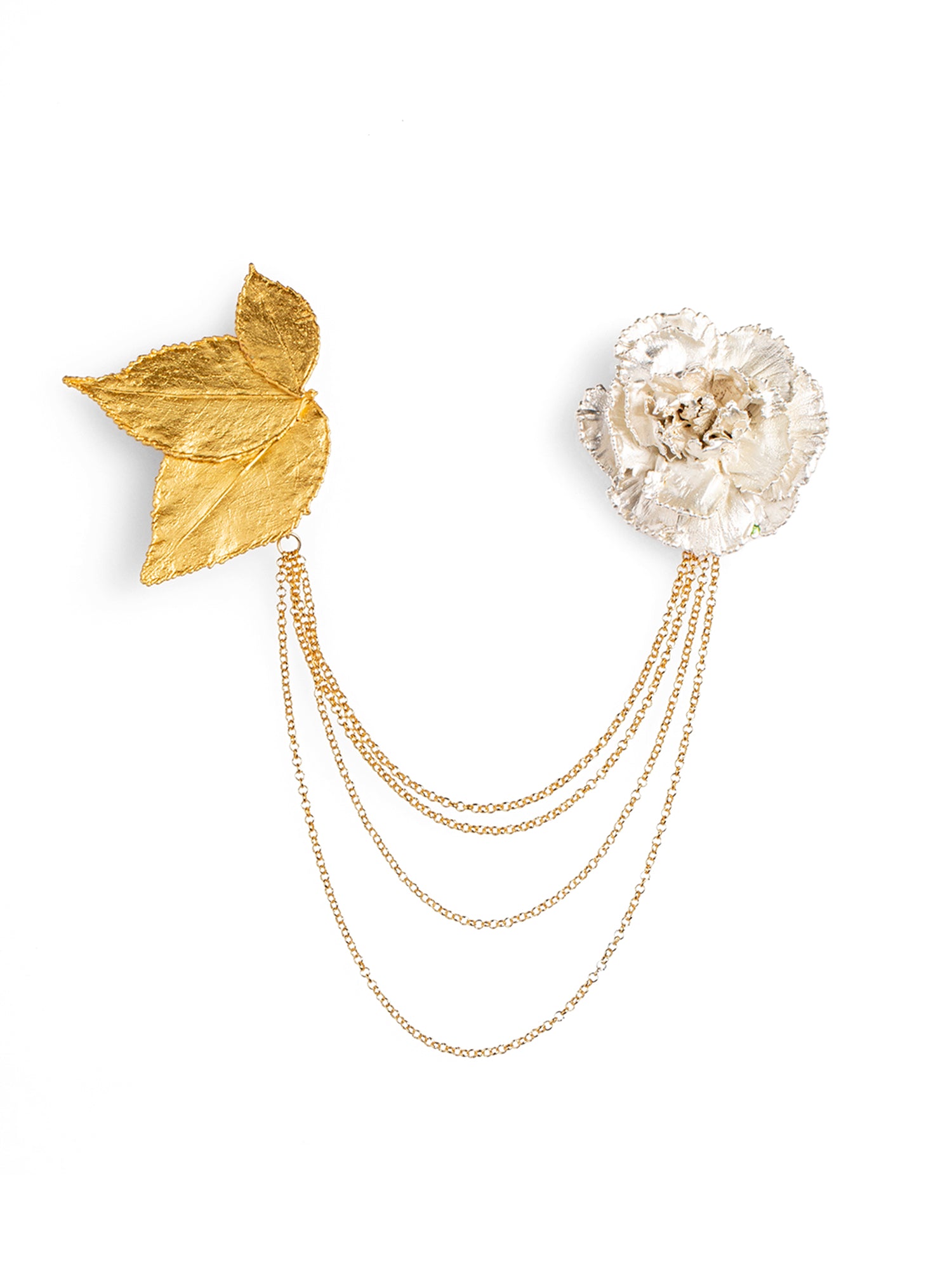 Carnation and Rose Leaf Lapel Pin