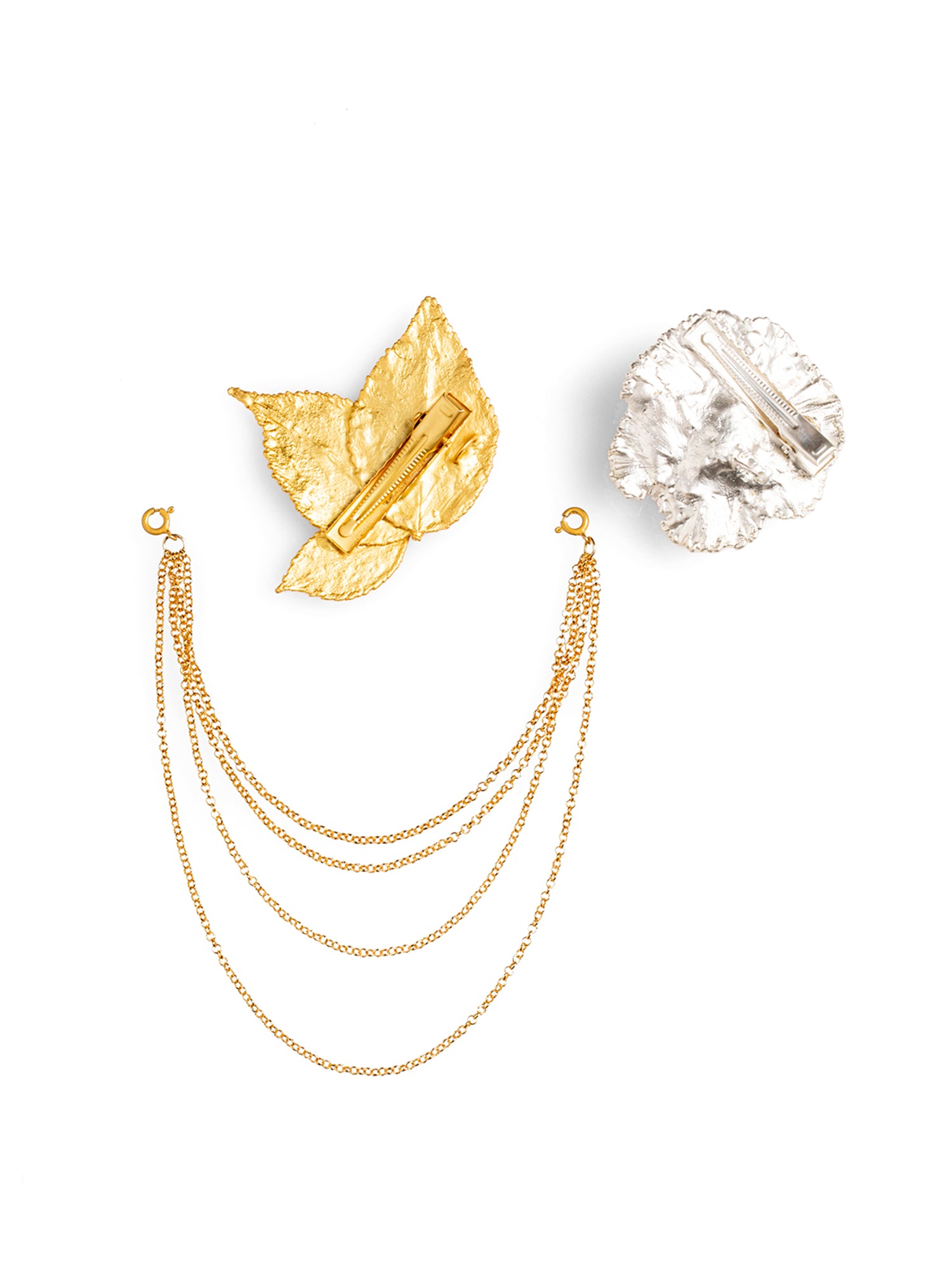 Carnation and Rose Leaf Lapel Pin