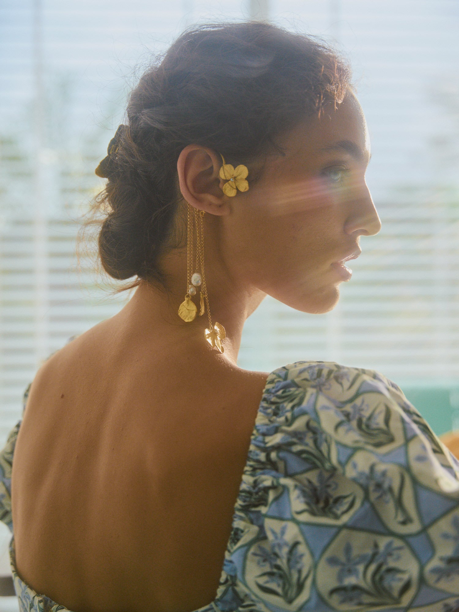 Mismatched Hydrangea and Pearl Earrings