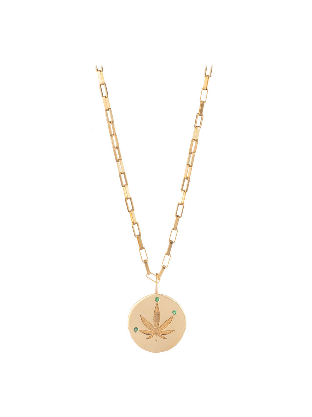 Gold and Emerald Cannabis Leaf Charm