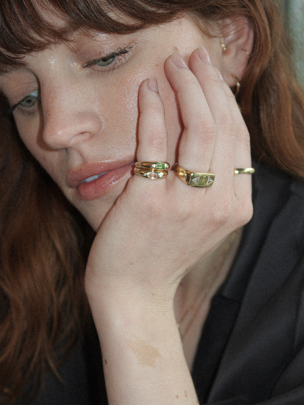 Green Tourmaline and Diamond Mini Bubble Ring
