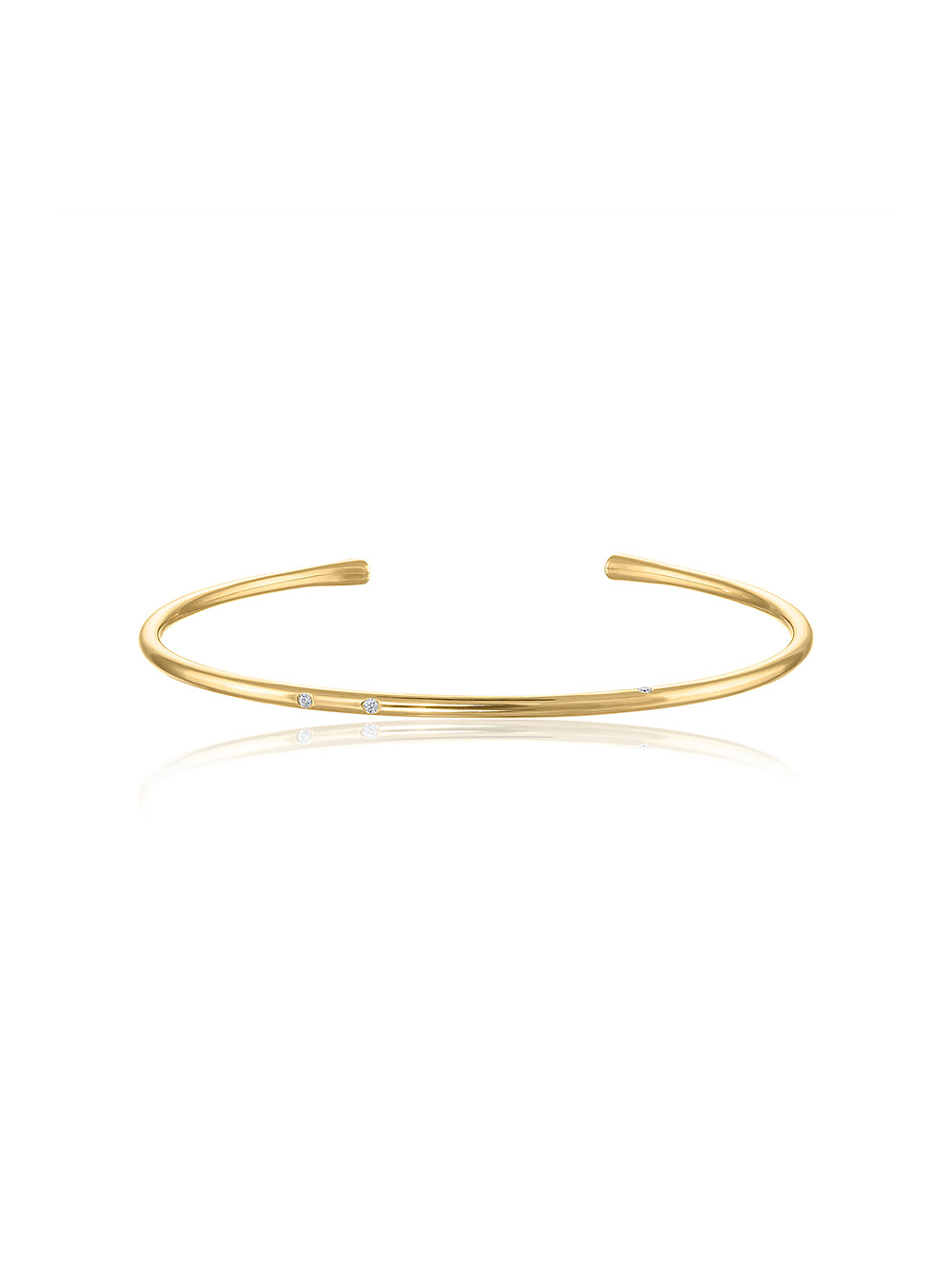 Thin Gold Coil Cuff Bracelet With Diamonds