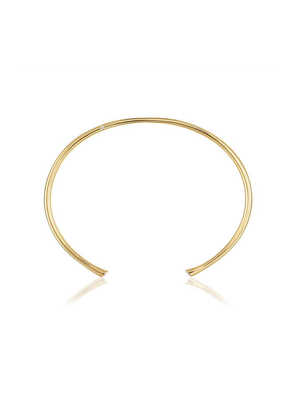 Thin Gold Coil Cuff Bracelet With Diamonds