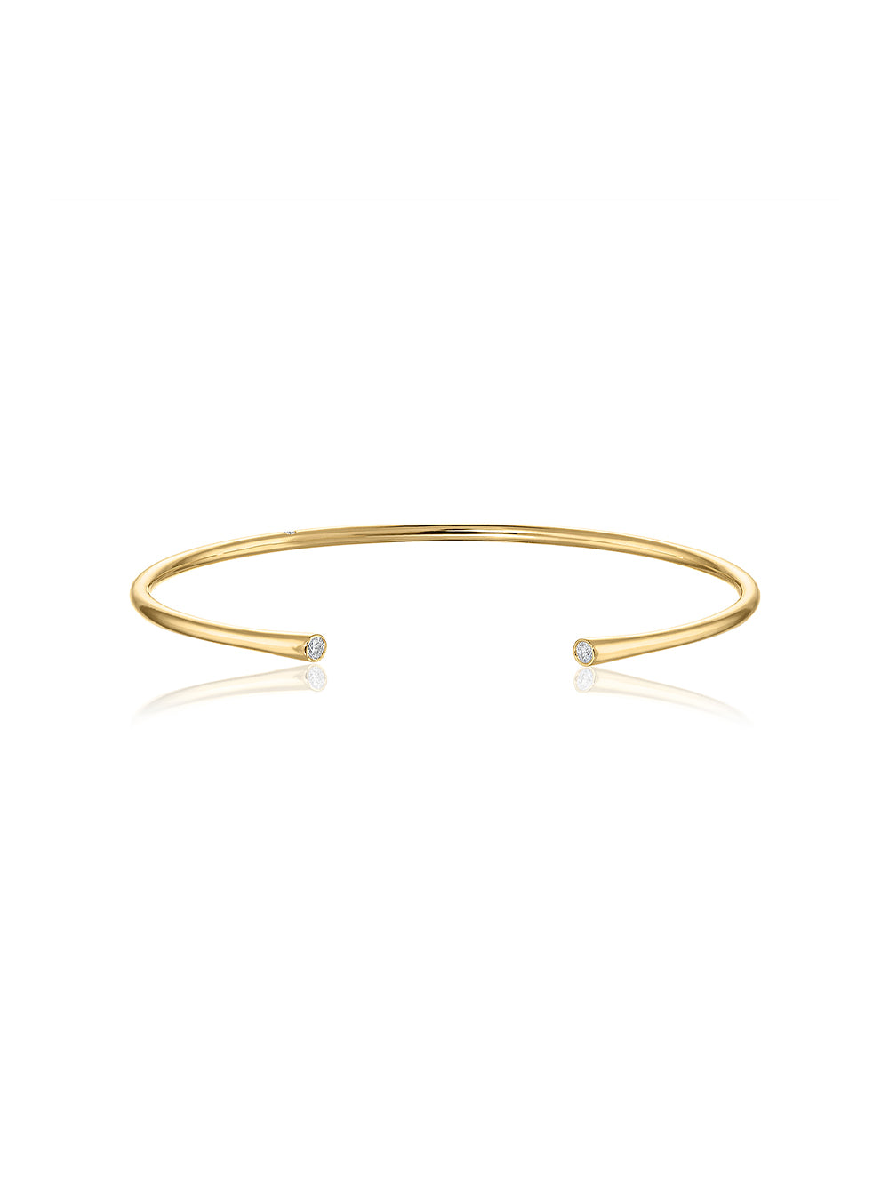 Thin Gold Coil Cuff Bracelet With Diamonds