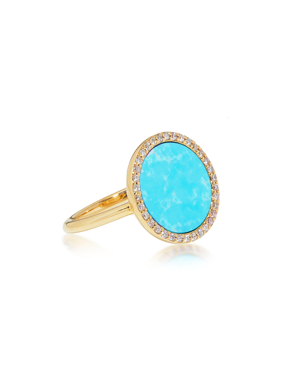 Turquoise, Gold and Diamond Perimeter Ring