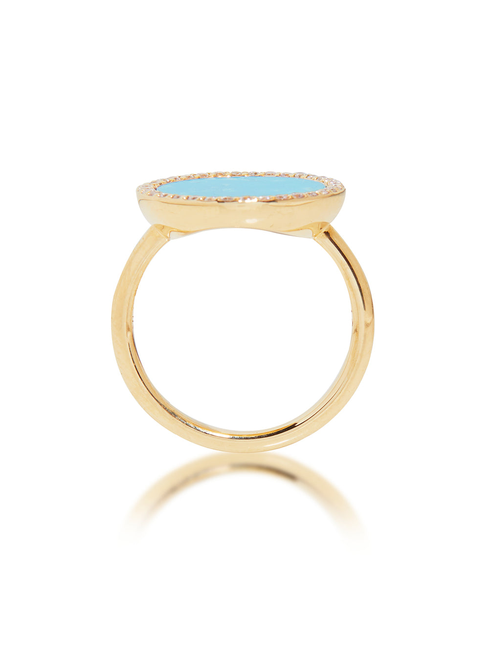 Turquoise, Gold and Diamond Perimeter Ring