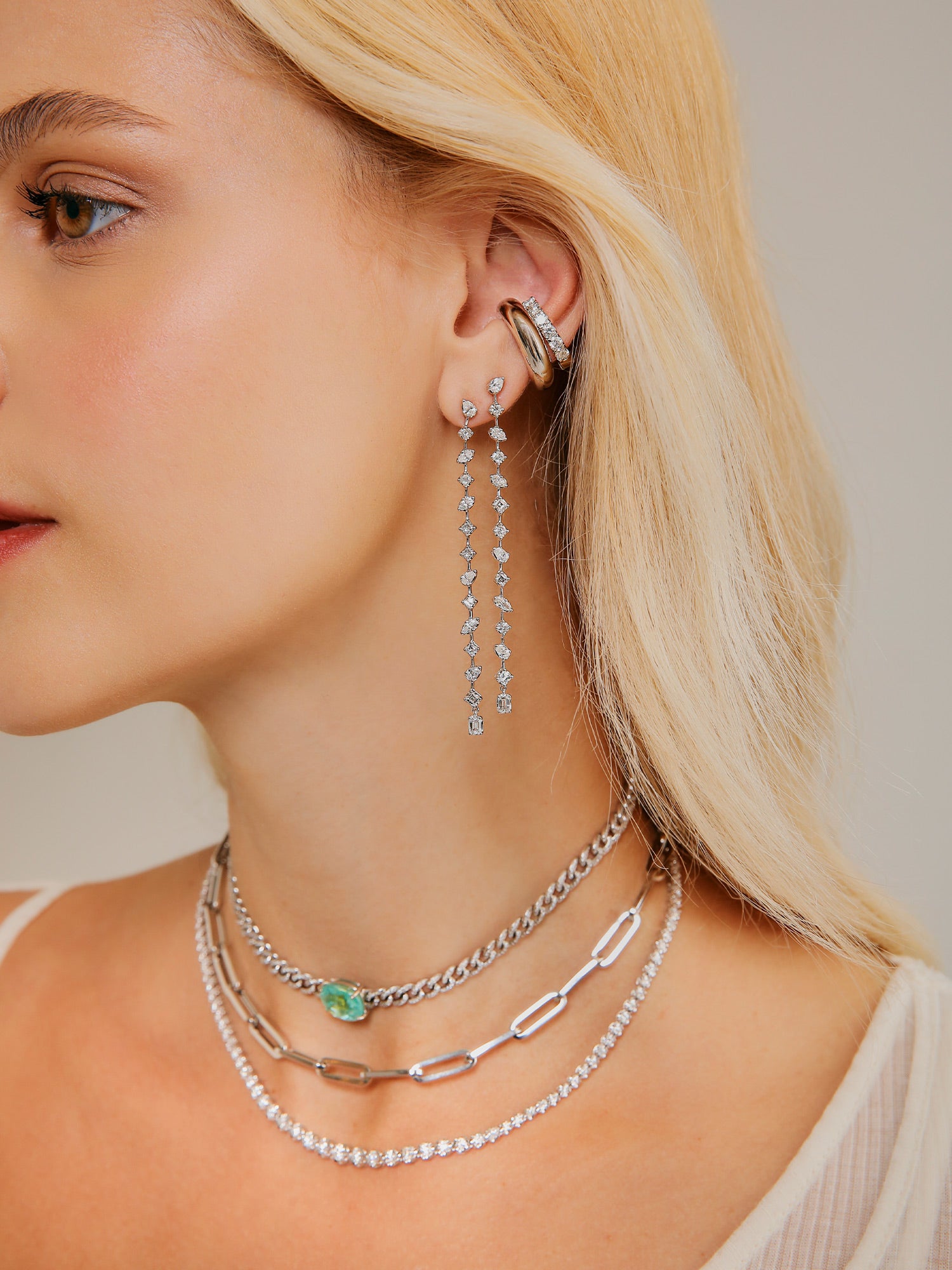 BW Bold White Diamond Tennis Necklace