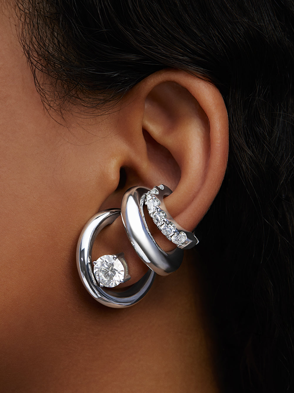 Jumbo White Gold Diamond Ear Cuff