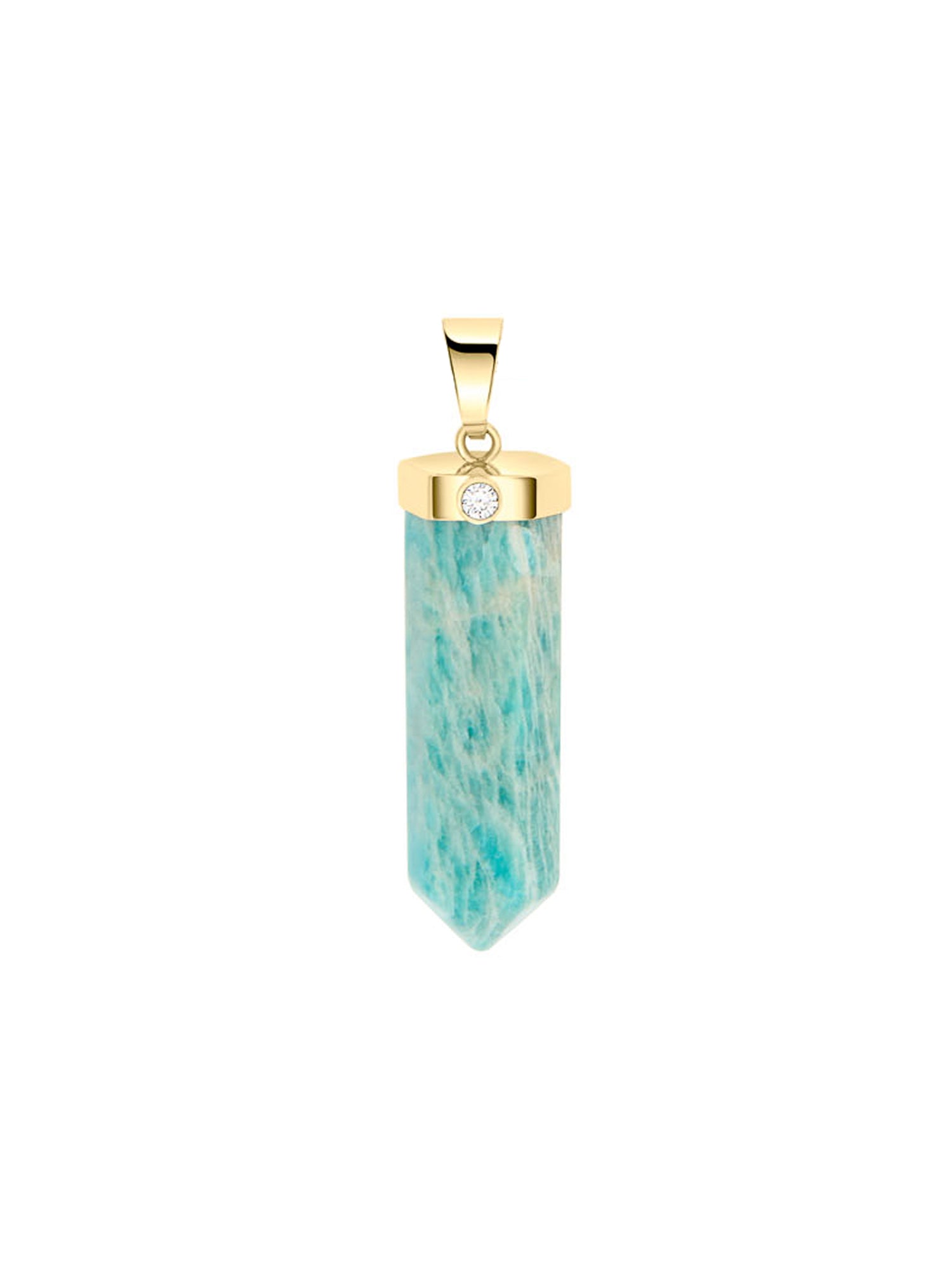 Amazonite and Diamond Natural Stone Charm