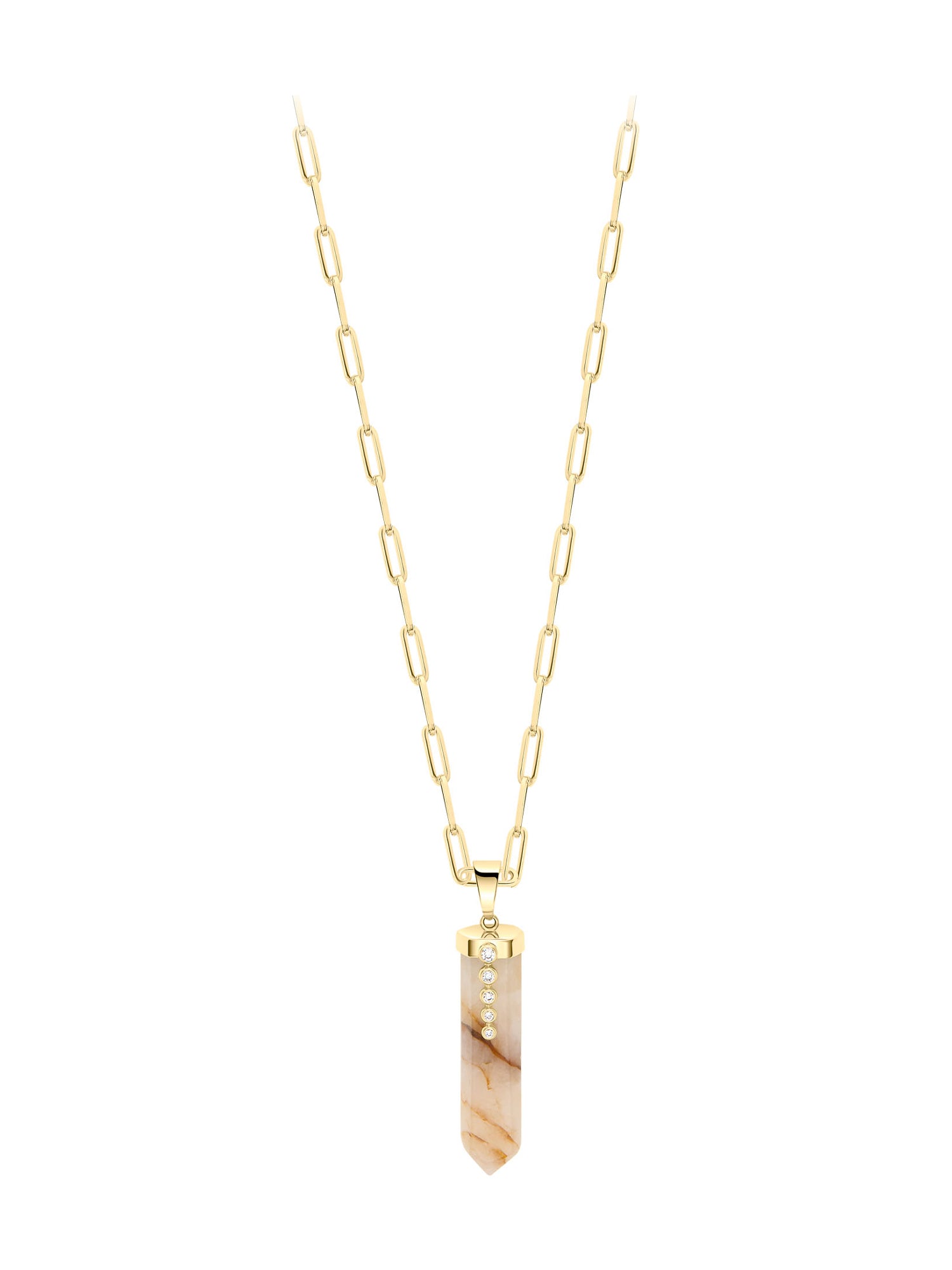 Natural Stone Quartz and Diamond Necklace
