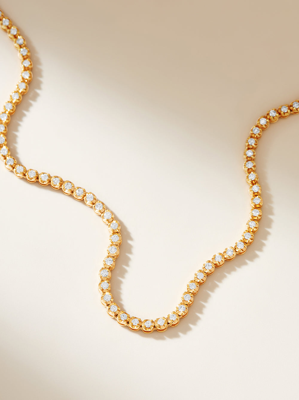 Yellow Gold Everywhere Tennis Necklace