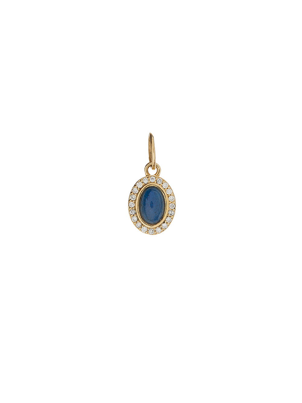 Labradorite Cabochon, Diamond and Gold Charm