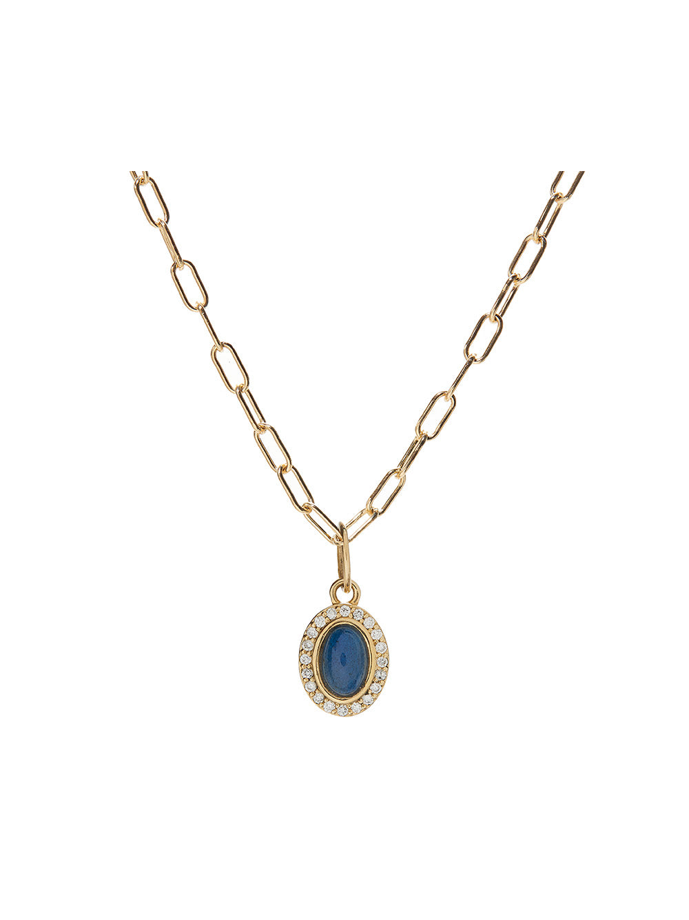 Labradorite Cabochon, Diamond and Gold Charm