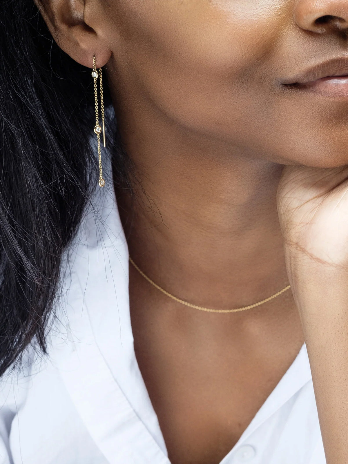 Essential Diamond Bezel Threader Earring
