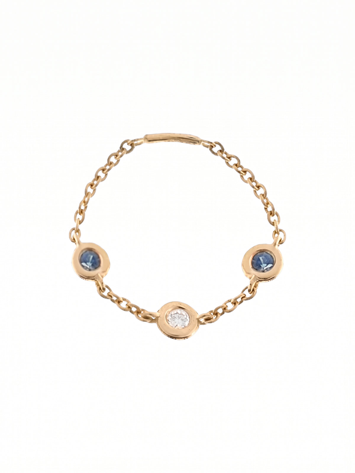 Essential Diamond and Blue Sapphire Bezel Ring