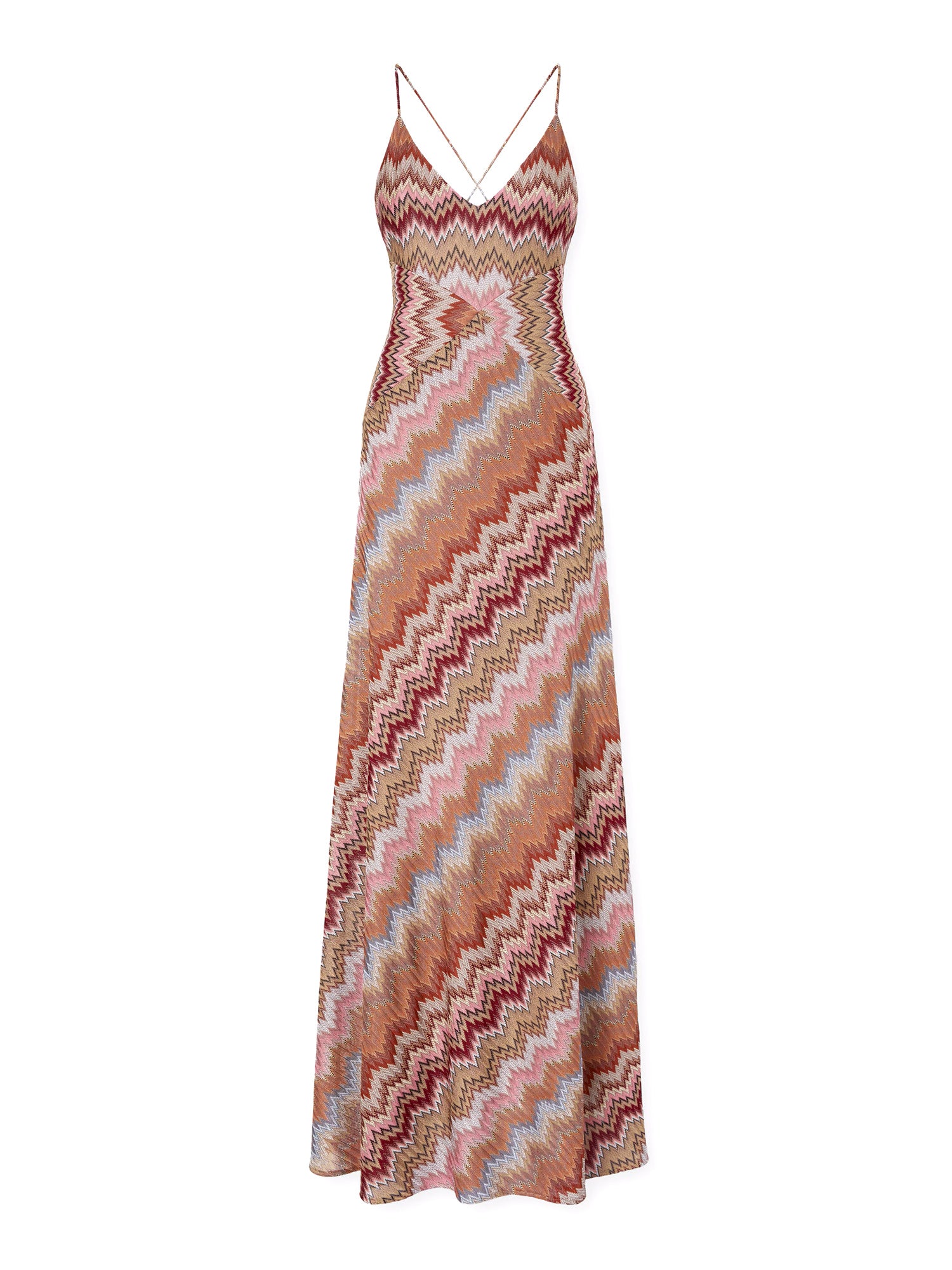 Chevron Maxi Dress with Crossed Straps