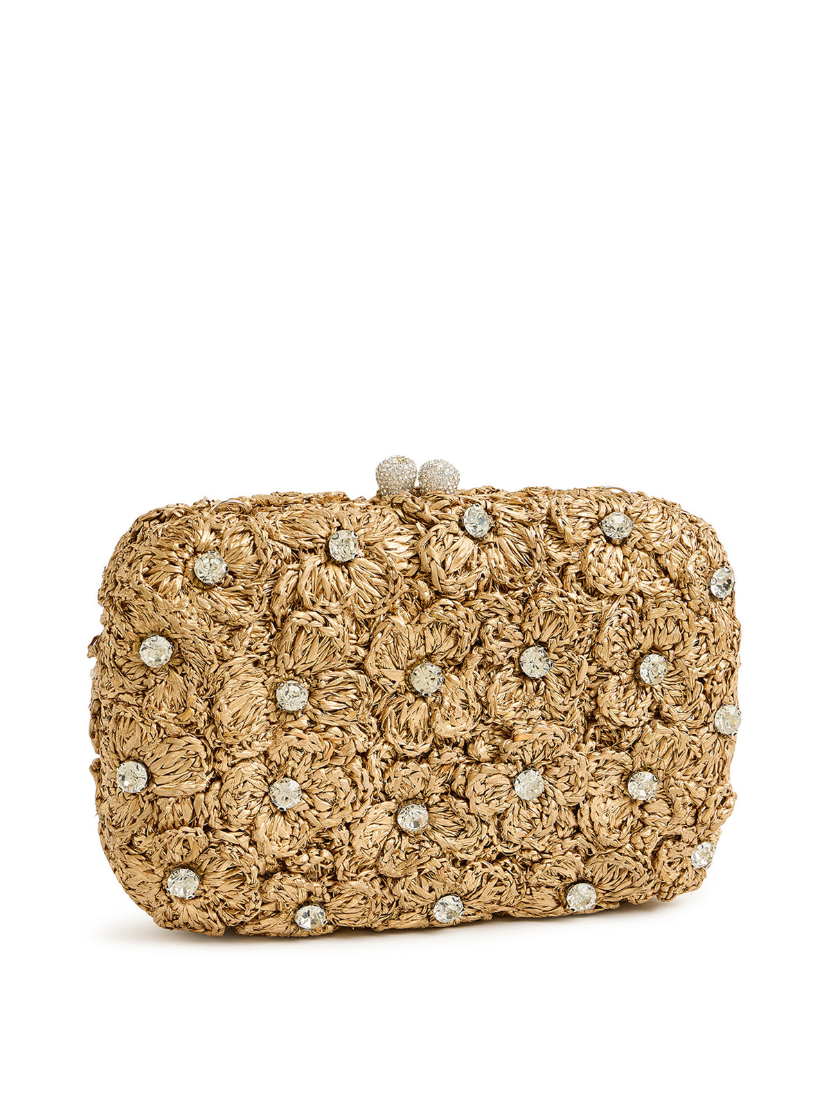 Ayana Embellished Gold Raffia Clutch