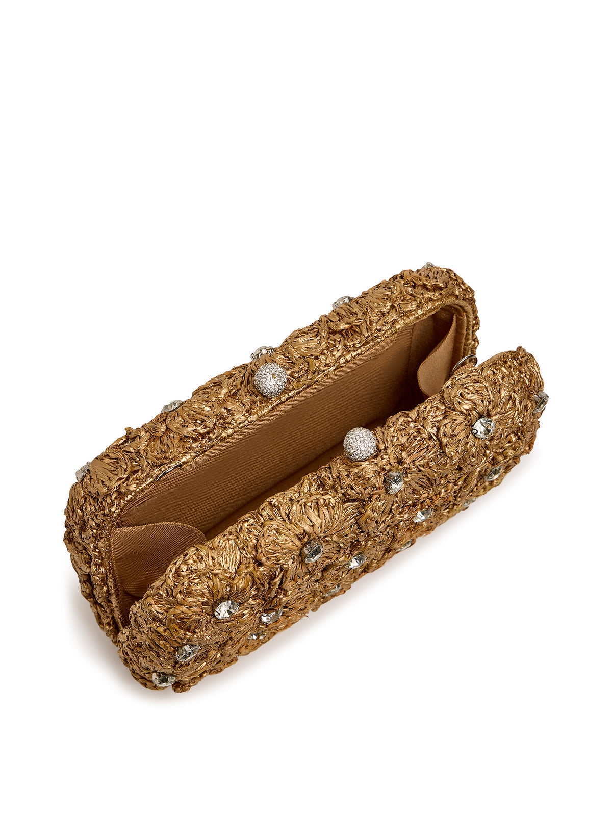 Ayana Embellished Gold Raffia Clutch
