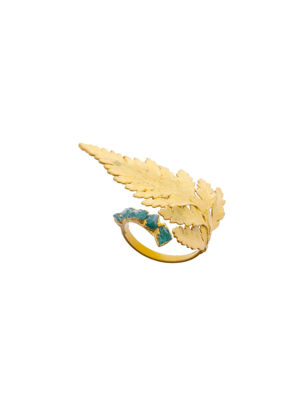 Fern and Rough Emerald Ring