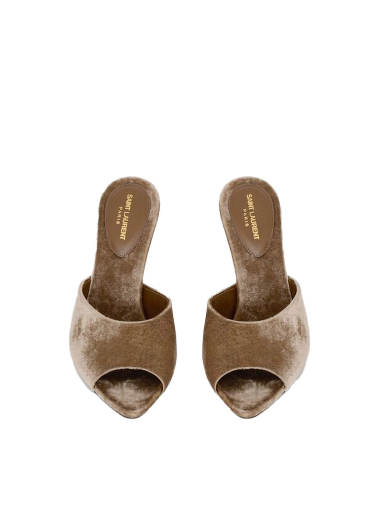 【SS25＊日本未入荷】SR Nora mule sandals in velvet suede Loreri Mule Sandals In Suede - Cognac Brown | NYDJ