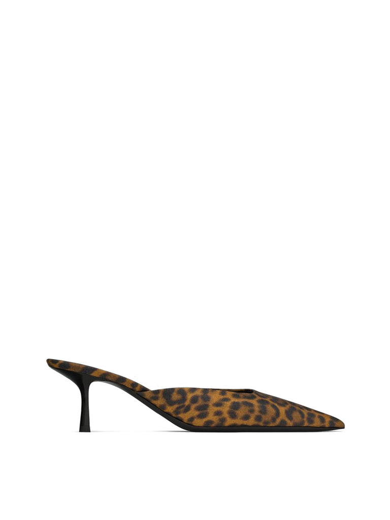 サンダル・ミュール Saint Laurent Mule Jill In Gros-Grain Leopard Print Saint Laurent Jill Mules in Leopard Grosgrain | Saks Fifth