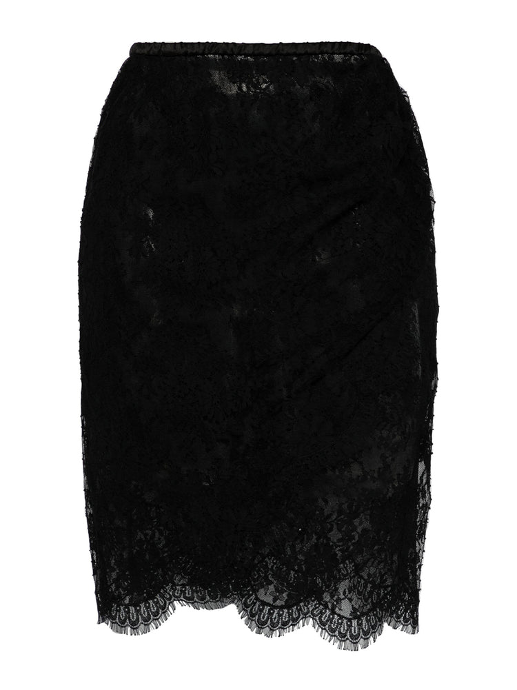 スカート Saint Laurent FW24 Black crepe skirt (785399Y7I22 1000) Saint Laurent Crepe de Chine Maxi Skirt in Black | FWRD