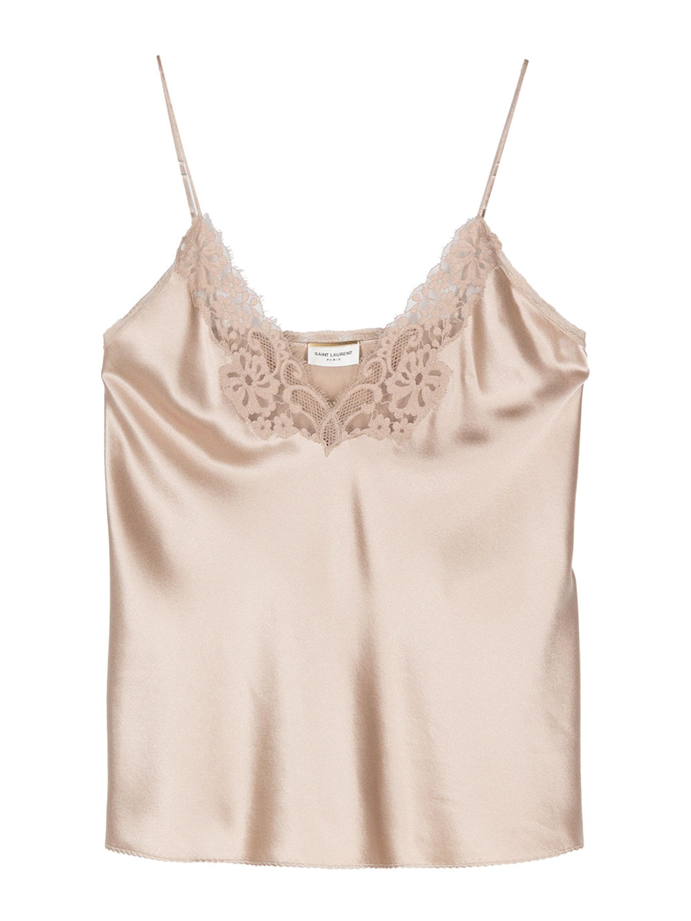 Tシャツ・カットソー SAINT LAURENT SATIN AND LACE LINGERIE TOP Saint Laurent | Lace-Trim Silk Lingerie Top – Kirna Zabête