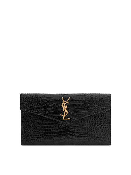Saint Laurent | Croc-Embossed Uptown Clutch – Kirna Zabête