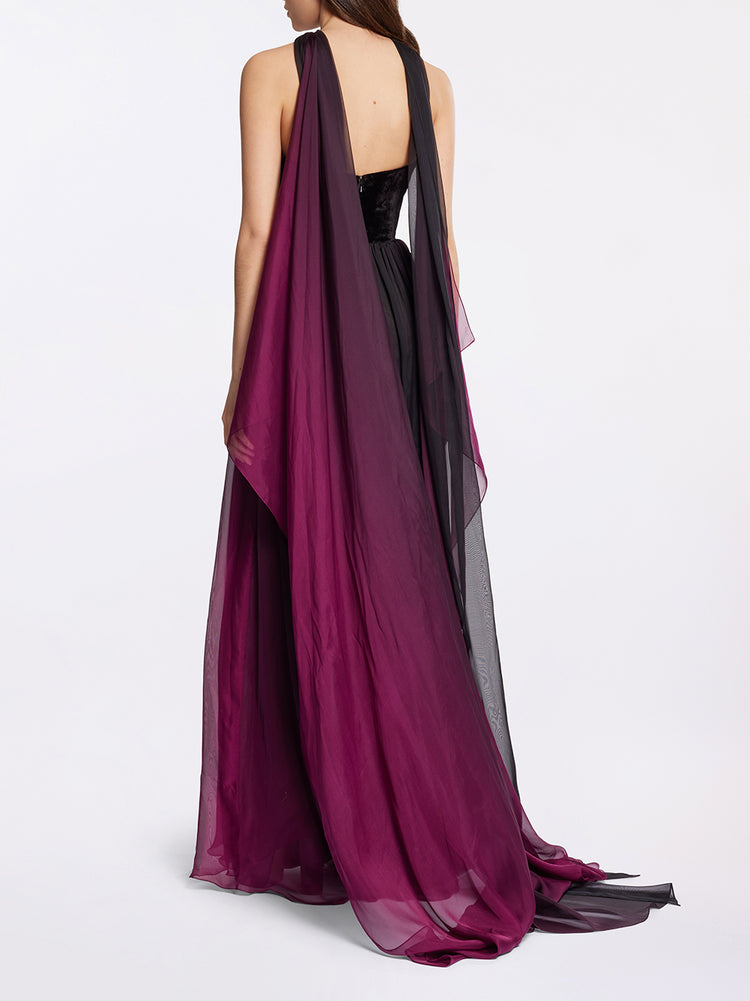 【ELIE SAAB】Silk and Velvet Long Dress Elie Saab | Silk and Velvet Gown – Kirna Zabête