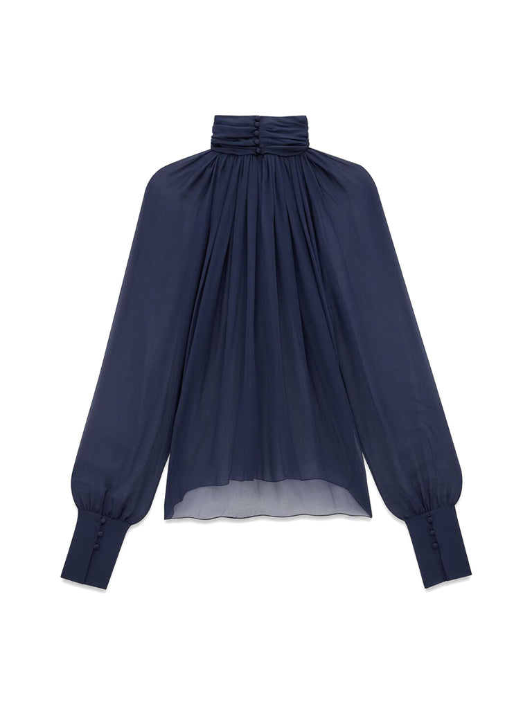 Saint Laurent | Silk Muslin Turtleneck Blouse – Kirna Zabête