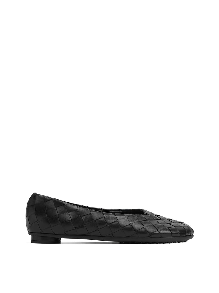 Bottega Venetta Intrecciato Weave Leather Cap Toe Ballet
